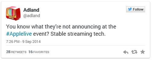 stable streaming tech Apple event
